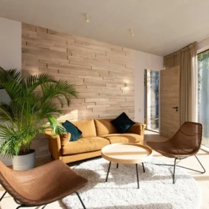 Ribbed wood wall panels