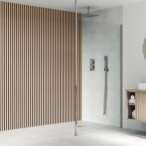 Naturals Oak & Black Slatted Wood Waterproof Wall Panels